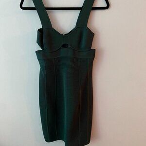 Herve Leger Forest Green Cutout Dress
